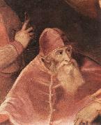 TIZIANO Vecellio Pope Paul III with his Nephews Alessandro and Ottavio Farnese (detail) art oil painting